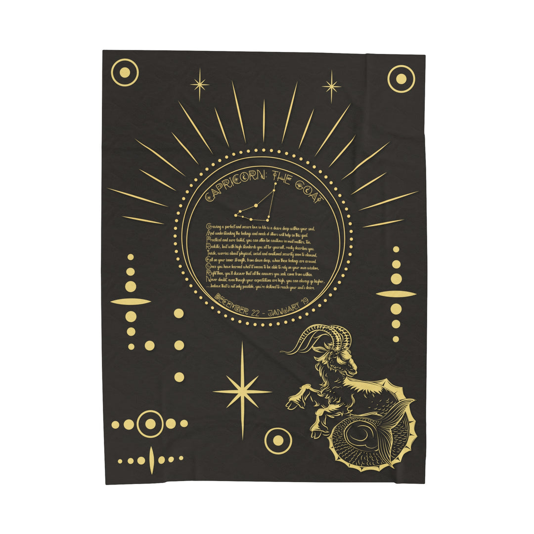 Written in the Stars Velveteen plush blanket with acrostic poem spelling out "Capricorn"