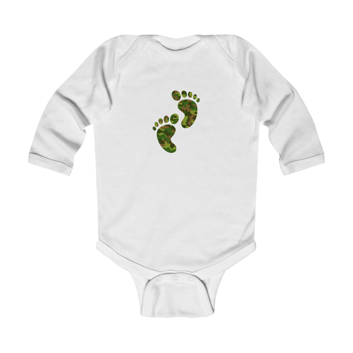 Baby Feet Acrostic Poem Infant Long Sleeve Bodysuit - Camo - No Personalization