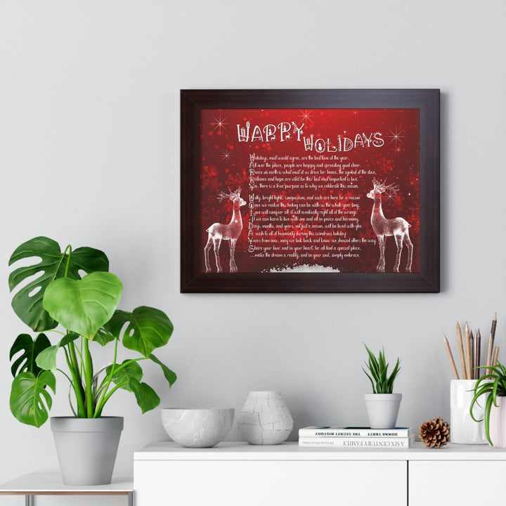 It's Just a Phrase "Happy Holidays" Framed Horizontal Acrostic Poem Poster