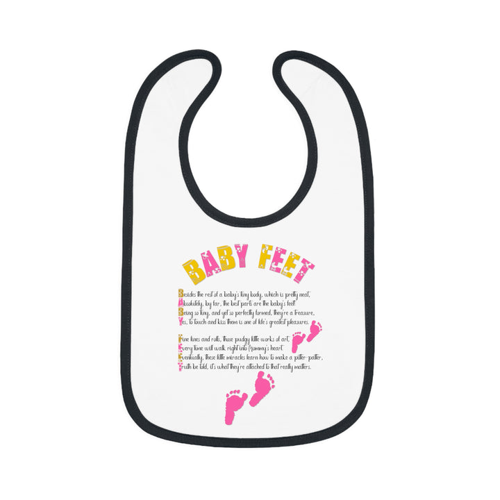 "Baby Feet" Acrostic Poem  Contrast Trim Jersey Bib - Pink Footprints