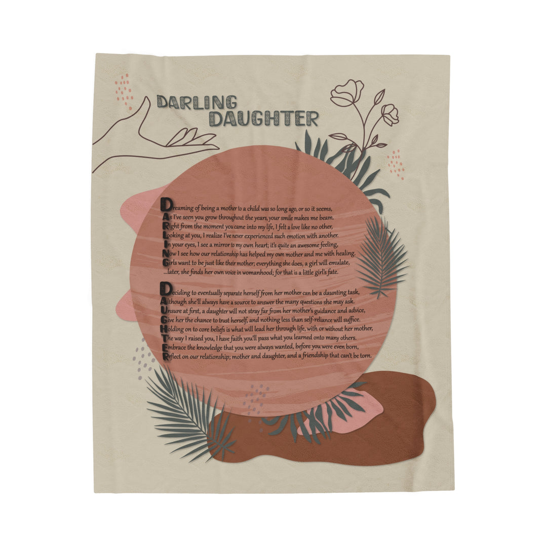 It's Just a Phrase Velveteen Plush Blanket with Acrostic Poem "Darling Daughter" - Boho Design
