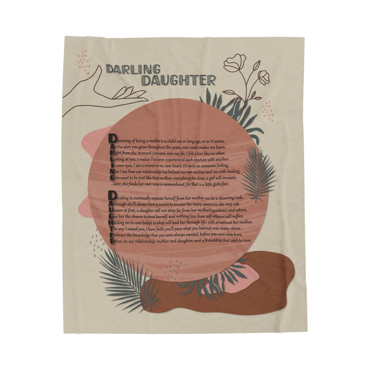 It's Just a Phrase Velveteen Plush Blanket with Acrostic Poem "Darling Daughter" - Boho Design