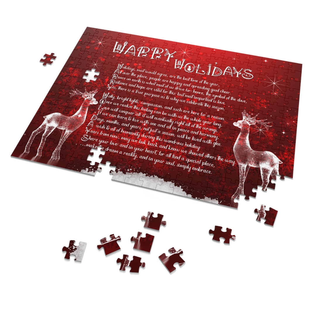 Happy Holidays Acrostic Poem Puzzle - Deer and Snow - Tin Box