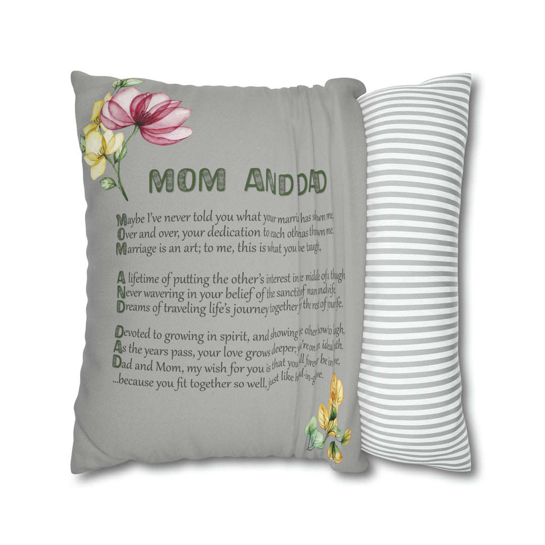 It's Just a Phrase "Mom and Dad" Acrostic Poem Grey Pillow Case/Cover