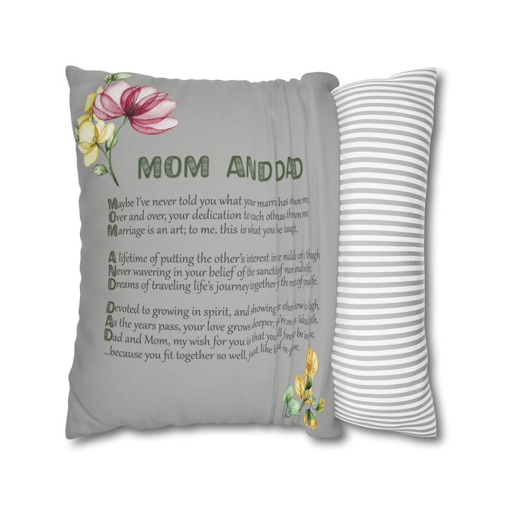 It's Just a Phrase "Mom and Dad" Acrostic Poem Grey Pillow Case/Cover