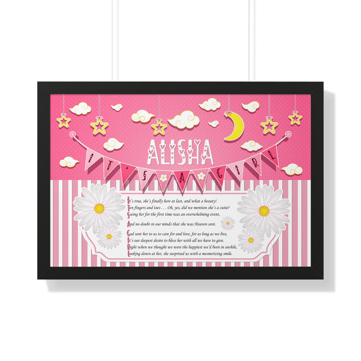 Baby Steps Framed Print Collection - Pink Stripes - "It's a Girl" Personalized