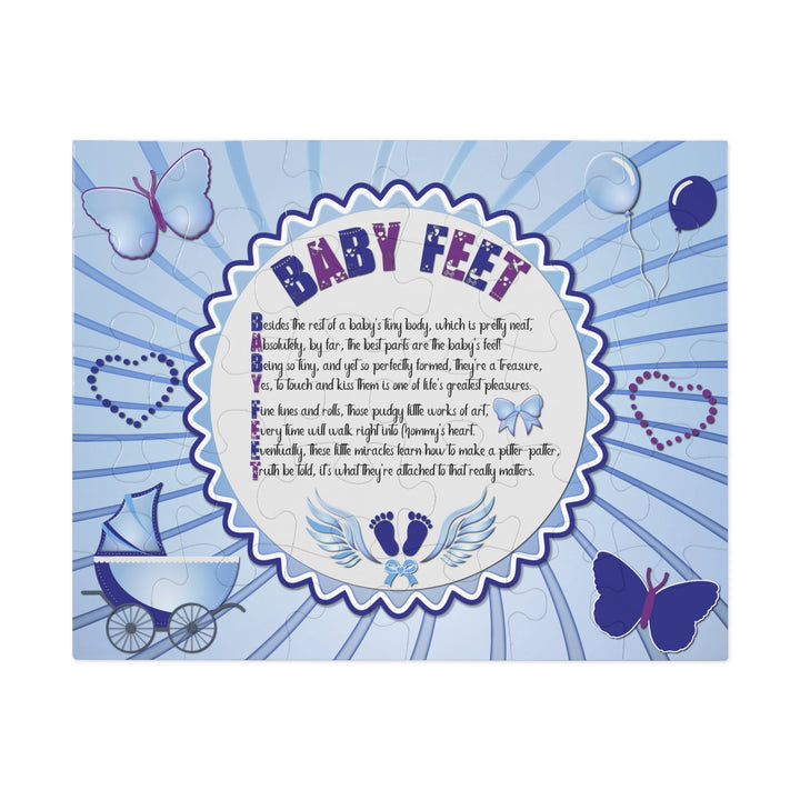 Baby Feet Acrostic Poem Jigsaw Puzzle - Blue - Tin Box