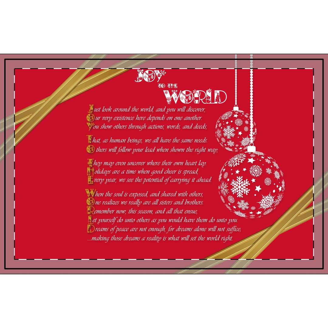 Joy to the World Acrostic Poem Large Hardboard Serving Tray - Ribbon-Ornament