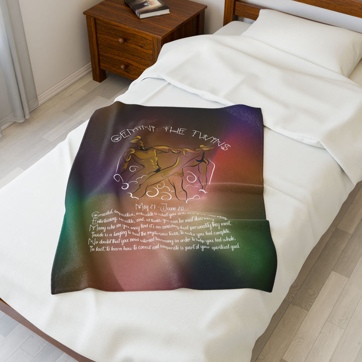 Gemini Acrostic Poem Velveteen Plush Blanket - Colored