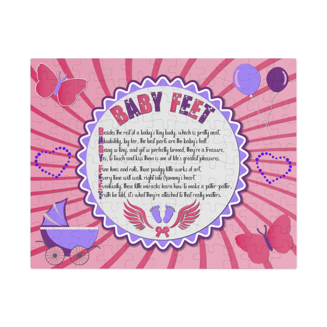 Baby Feet Acrostic Poem Puzzle - Baby feet - Pink-Wings - Tin Box