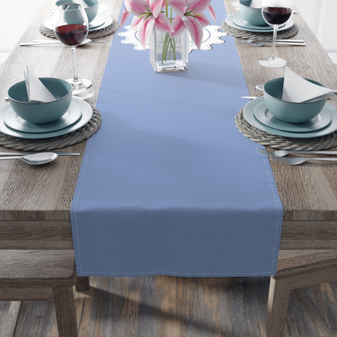 “A Baby is Born” Table Runner - Baby Items Font - Blue - No Personalization