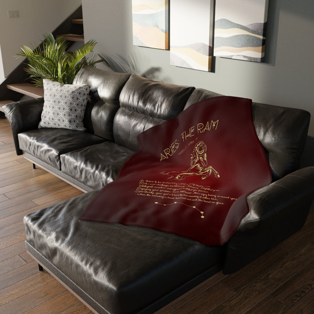Aries Acrostic Poem Velveteen Microfiber Blanket (Two-sided print)