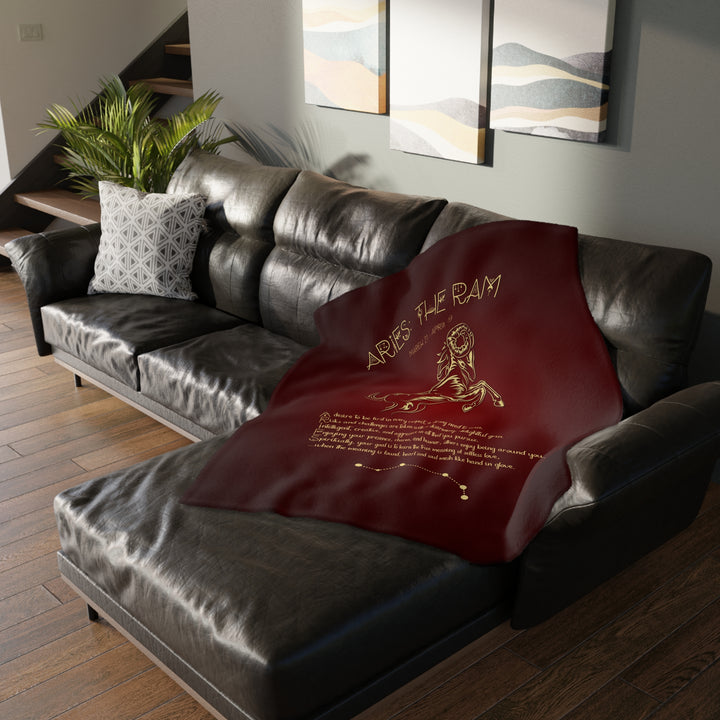 Aries Acrostic Poem Velveteen Microfiber Blanket (Two-sided print)