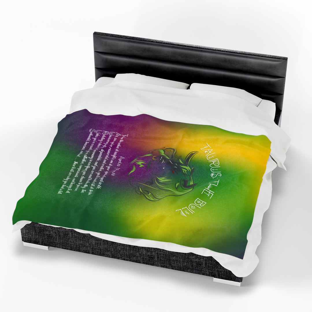 Taurus Acrostic Poem Velveteen Plush Blanket - Colored