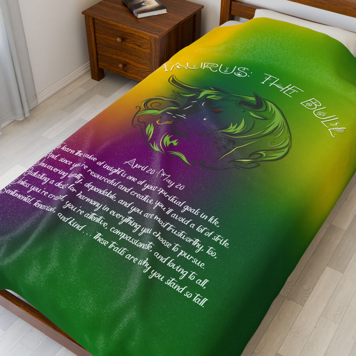 Taurus Acrostic Poem Velveteen Plush Blanket - Colored