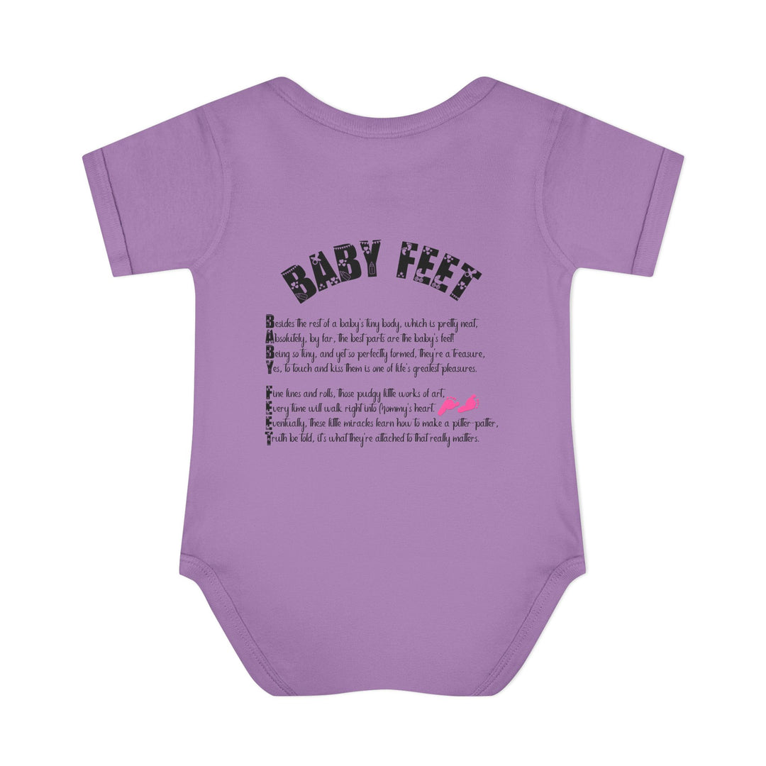 Baby Steps "Baby Feet" Acrostic Poem Bodysuit - Pink Footprints