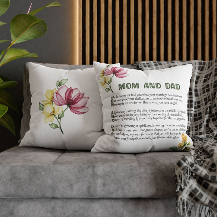 Mom and Dad Acrostic Poem - Pillow Cover