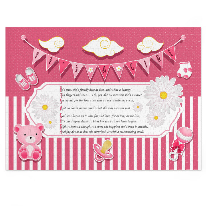 It's a Girl Acrostic Poem Puzzle - Banner and Stripes - No Personalization