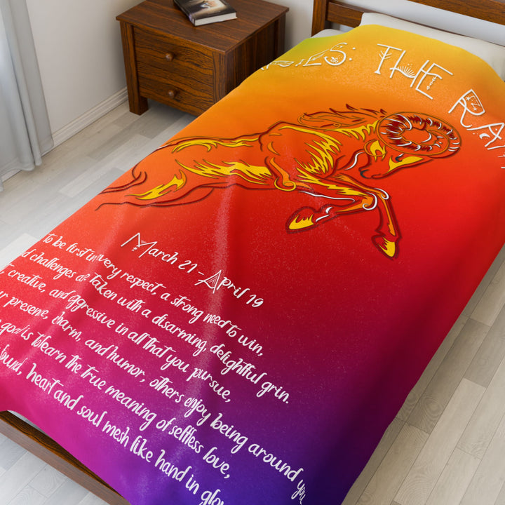 Aries Acrostic Poem Velveteen Plush Blanket