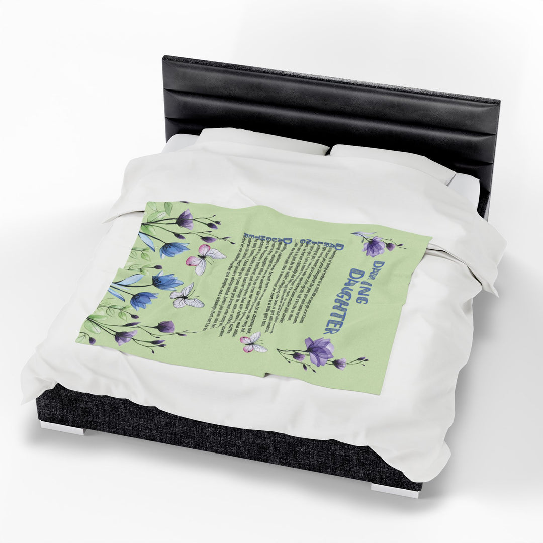 Darling Daughter Acrostic Poem Velveteen Plush Blanket - Floral Design