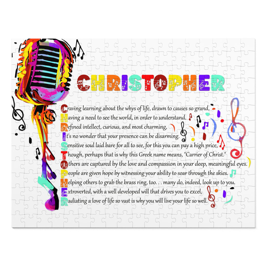 Namesakes Acrostic Name Poem Jigsaw Puzzle - Musical Notes and Mic - Tin Box
