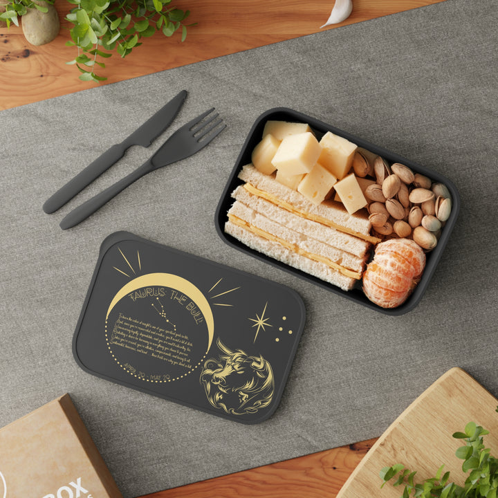 Taurus Acrostic Poem Bento Lunch Box - Black