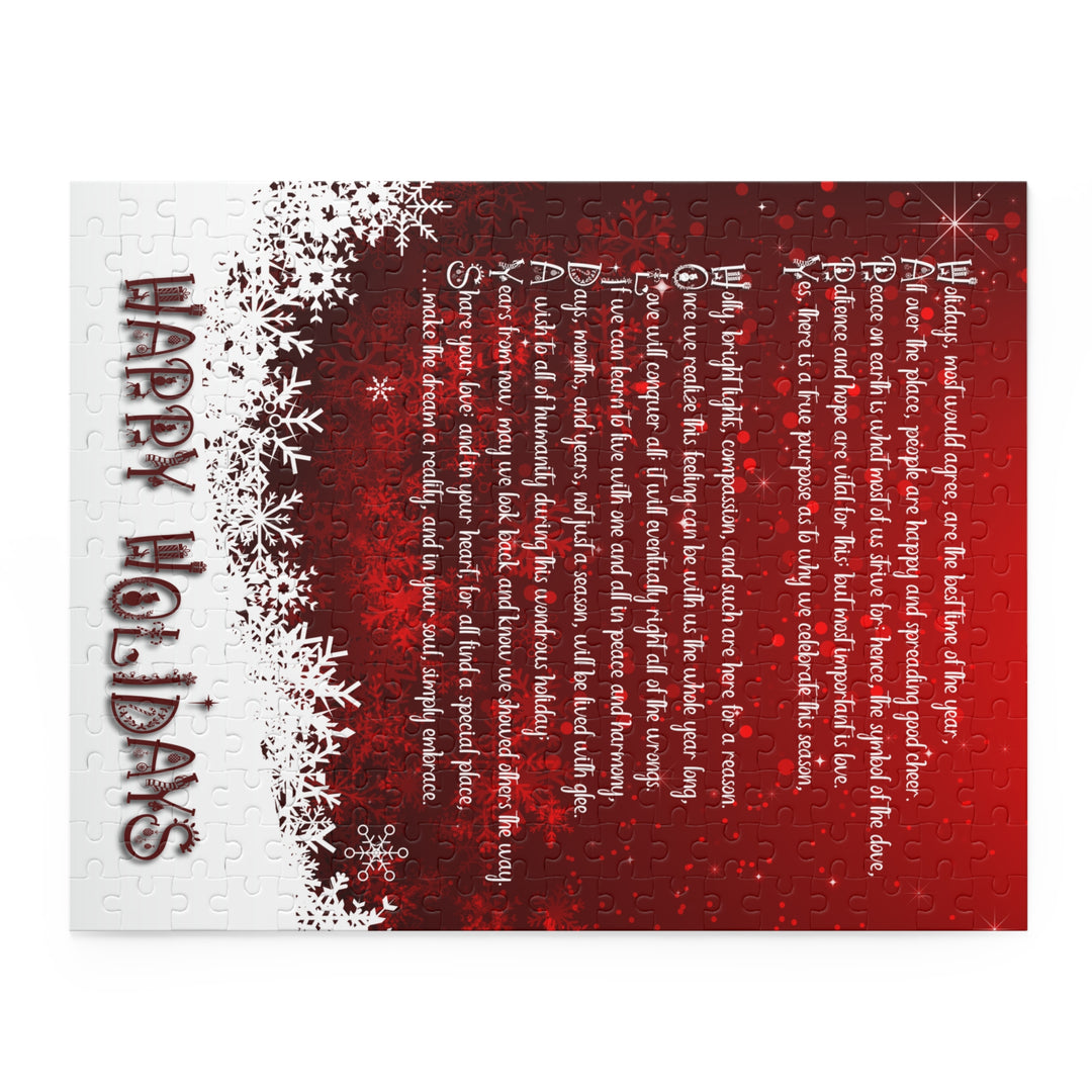Happy Holidays Acrostic Poem Puzzle - Fun Red