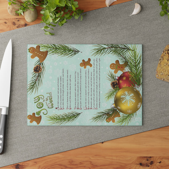 Joy to the World Acrostic Poem Glass Cutting Board - Gingerbread
