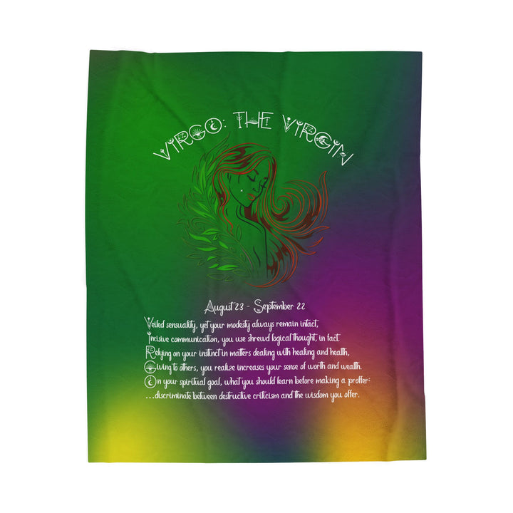 Virgo Acrostic Poem Velveteen Plush Blanket - Colored