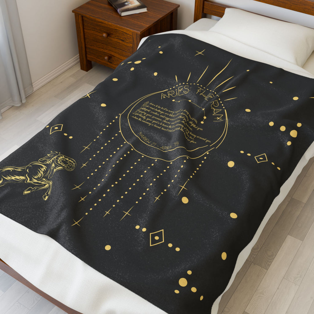 Aries Acrostic Poem Velveteen Plush Blanket