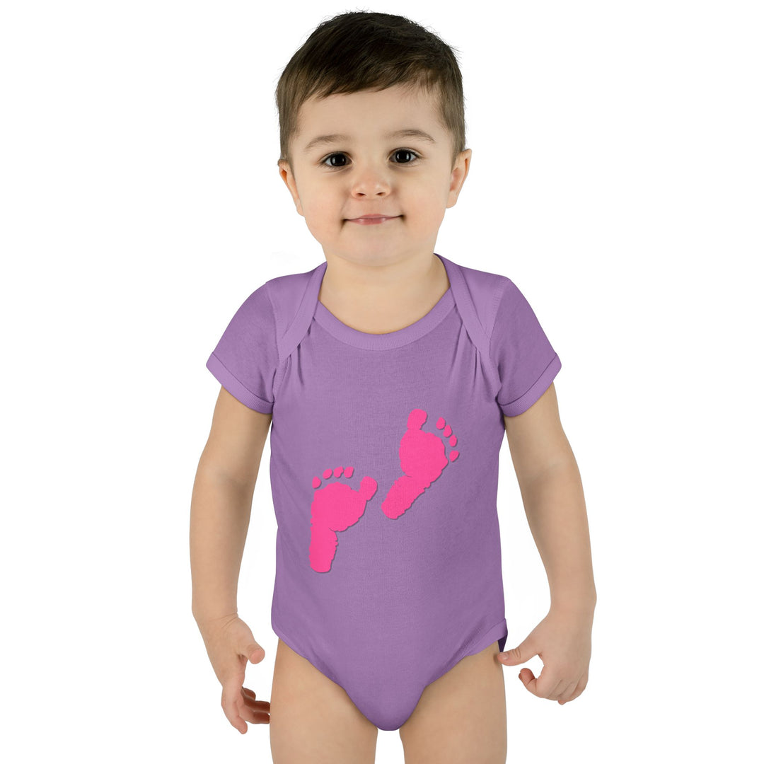 Baby Steps "Baby Feet" Acrostic Poem Bodysuit - Pink Footprints