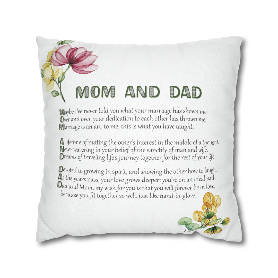 It's Just a Phrase "Mom and Dad" Acrostic Poem Pillow Case/Cover - White