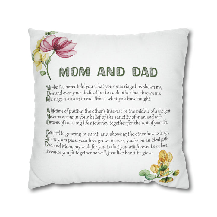 It's Just a Phrase "Mom and Dad" Acrostic Poem Pillow Case/Cover - White