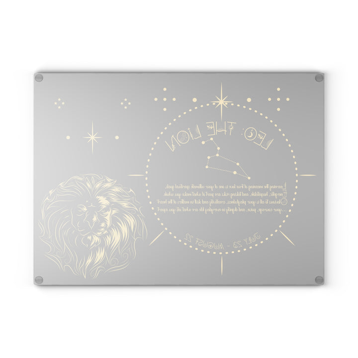 Leo Acrostic Poem Glass Cutting Board