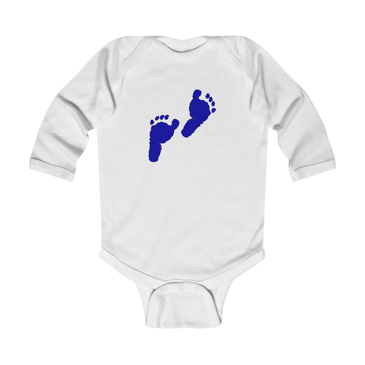 Baby Feet Acrostic Poem Long Sleeve Bodysuit - Blue Footprints