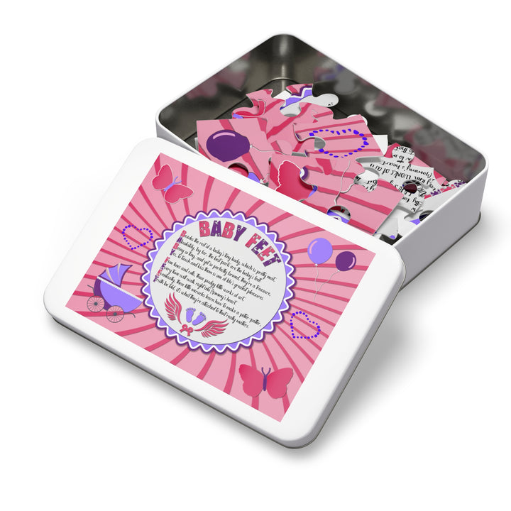 Baby Feet Acrostic Poem Puzzle - Baby feet - Pink-Wings - Tin Box