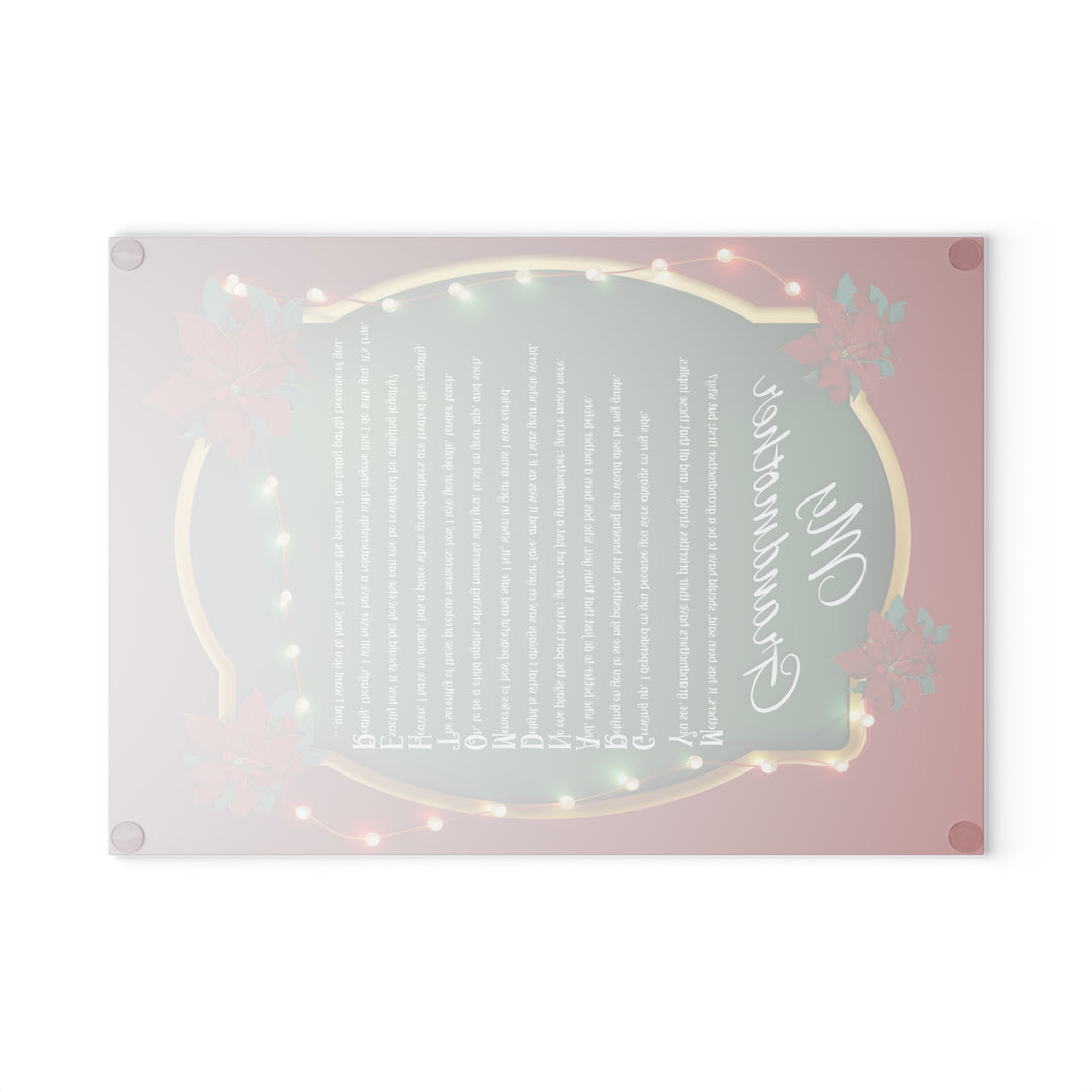 My Grandmother Acrostic Poem Glass Cutting Board - Poinsettias