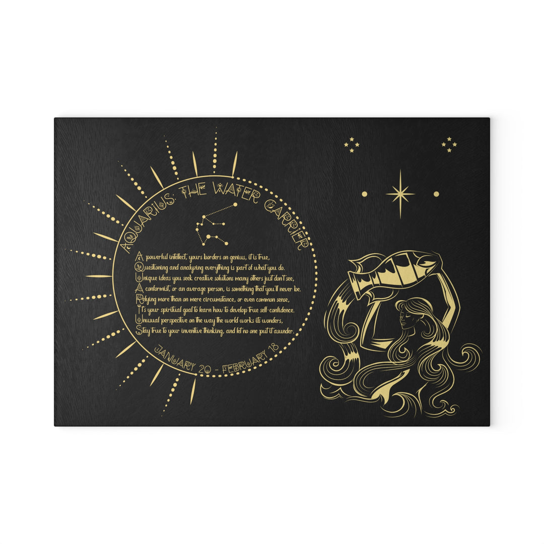 Aquarius Acrostic Poem Glass Cutting Board