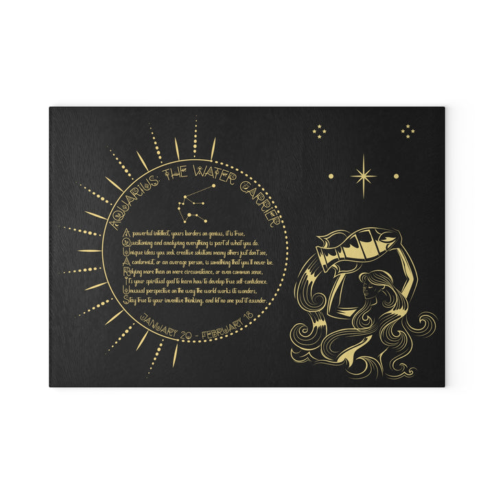 Aquarius Acrostic Poem Glass Cutting Board