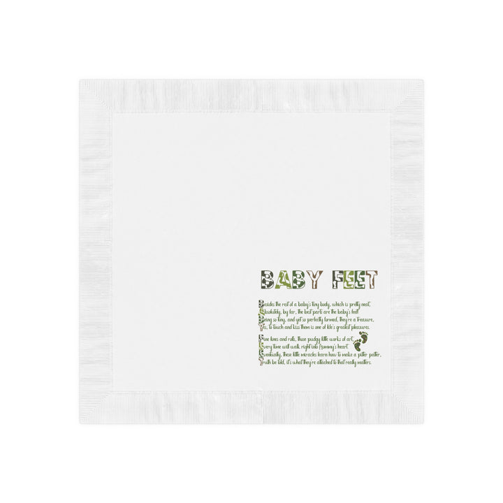 "Baby Feet" White Coined Napkins - Camo - No Personalization