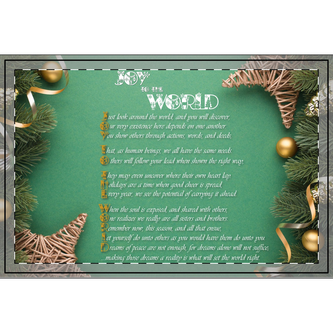 Joy to the World Acrostic Poem Large Hardboard Serving Tray - Swirl