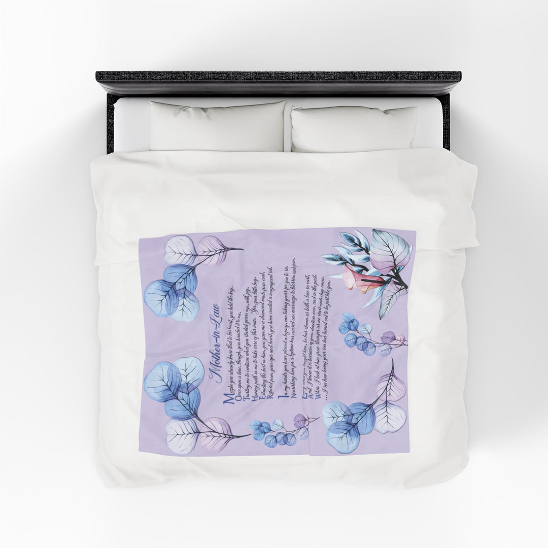 Mother-in-Law Acrostic Poem Velveteen Plush Blanket - Transparent Flowers