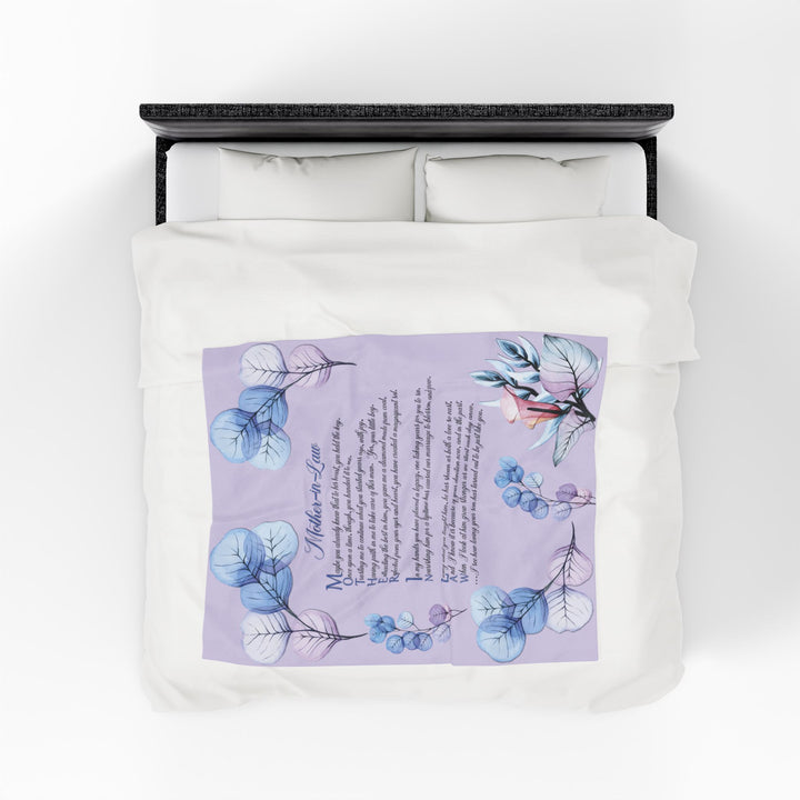Mother-in-Law Acrostic Poem Velveteen Plush Blanket - Transparent Flowers