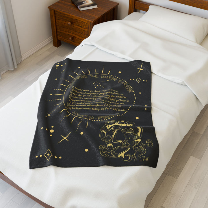 Aquarius Acrostic Poem Velveteen Plush Blanket