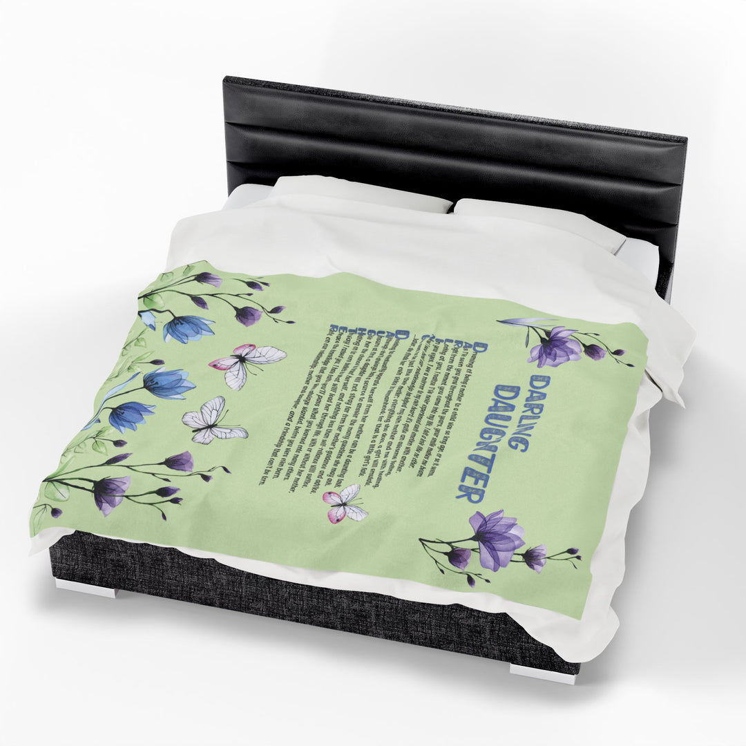 Darling Daughter Acrostic Poem Velveteen Plush Blanket - Floral Design