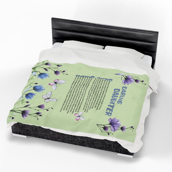 Darling Daughter Acrostic Poem Velveteen Plush Blanket - Floral Design