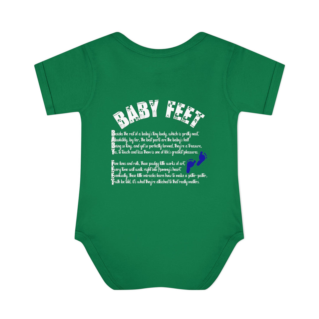 Baby Feet Acrostic Poem Baby Bodysuit - Blue Footprints