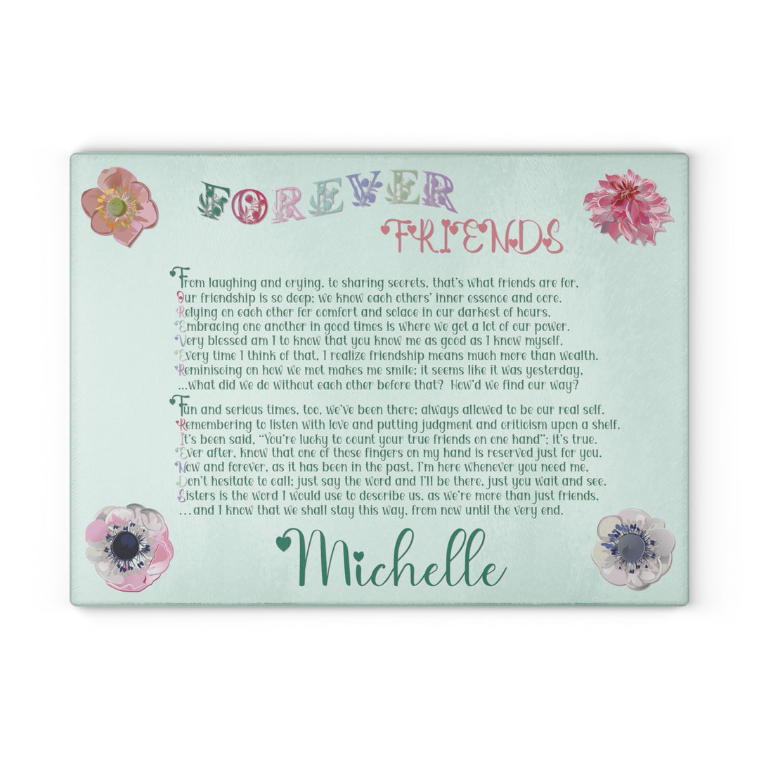 It's Just a Phrase Glass Cutting Board - "Forever Friends" - Personalized