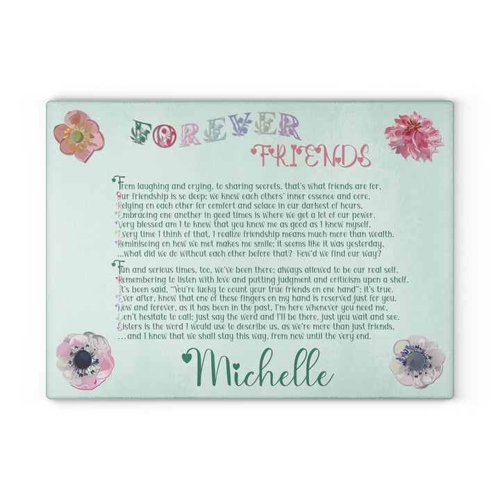 It's Just a Phrase Glass Cutting Board - "Forever Friends" - Personalized