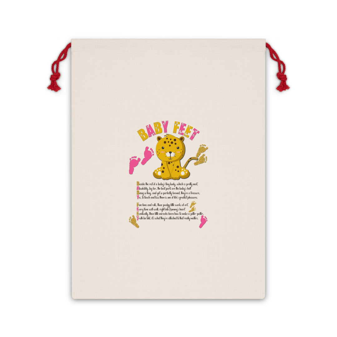 Baby Feet Acrostic Poem Gift Bag - Leopard - Pink